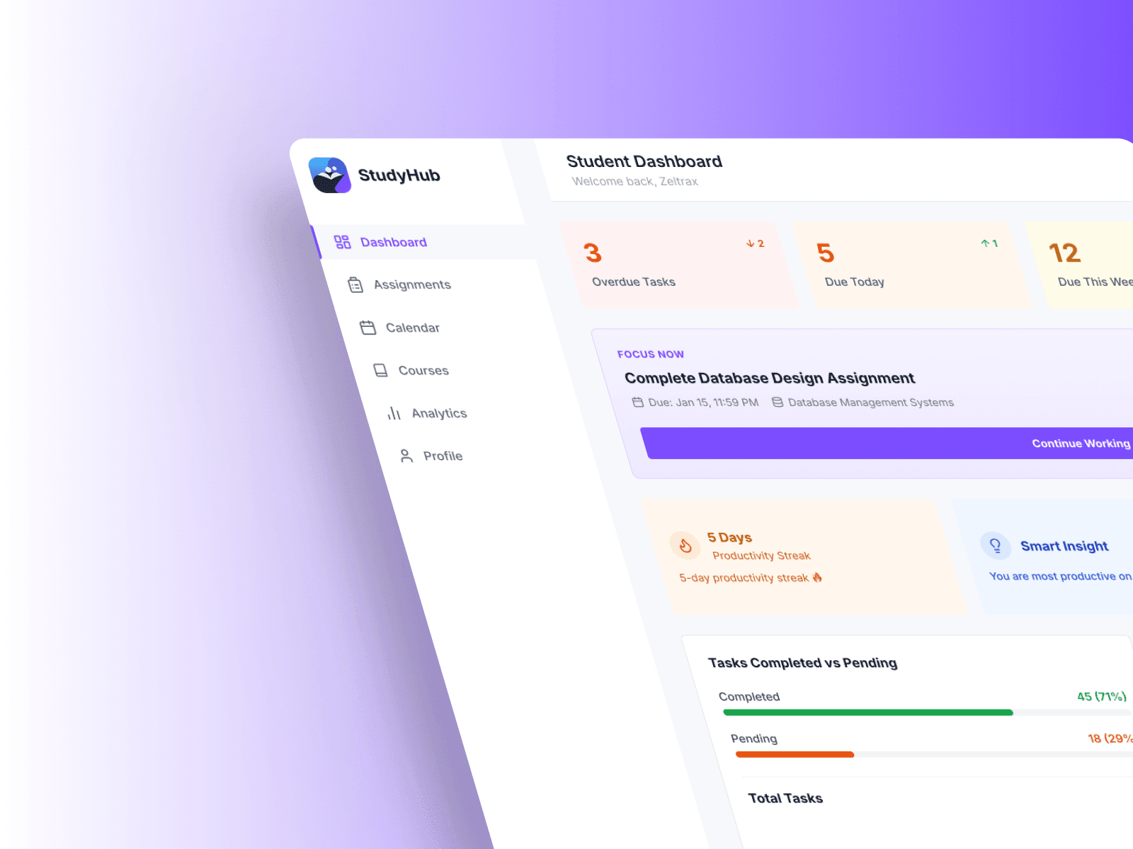 Student Study Hub Dashboard